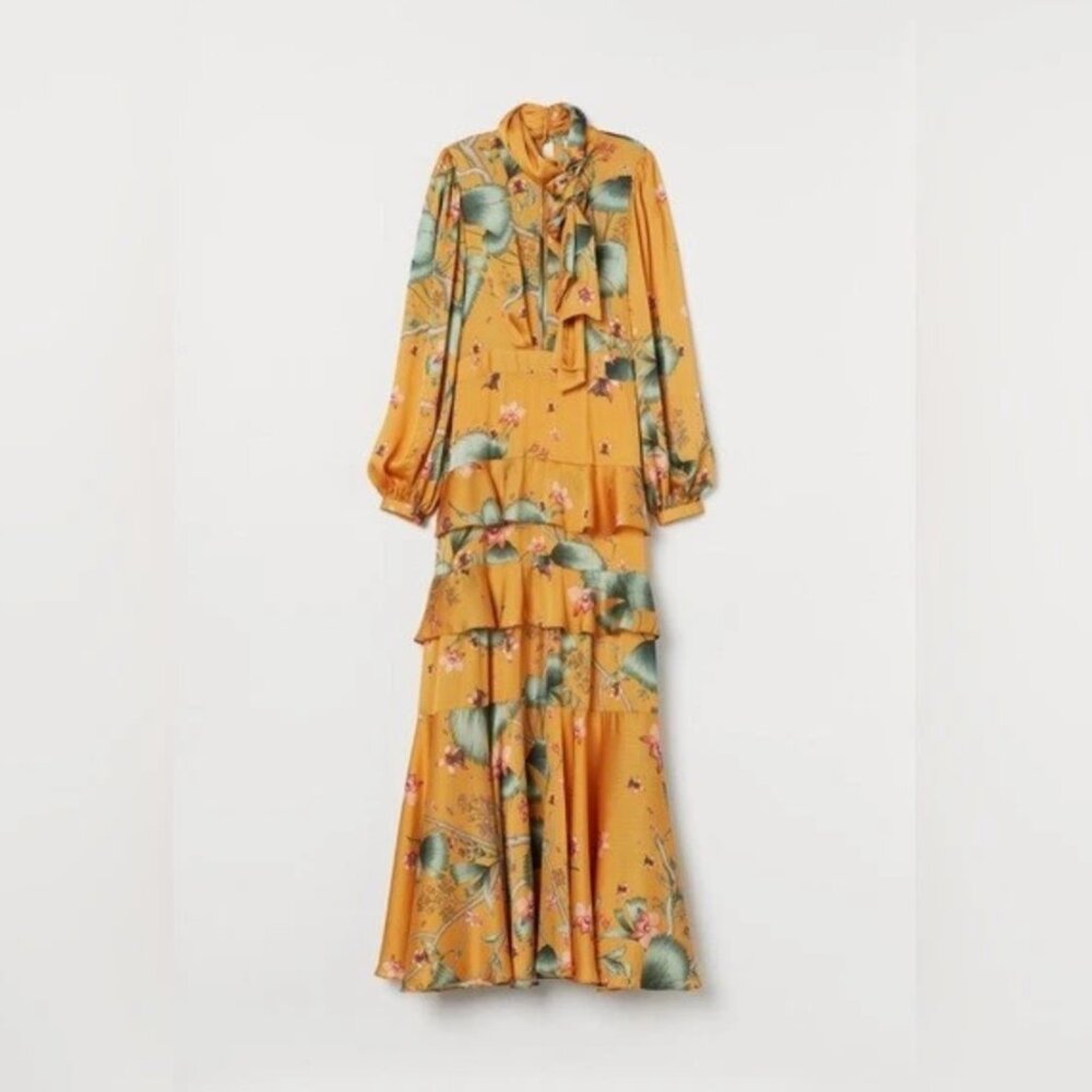 Johanna Ortiz x H&M Yellow Maxi Dress Sz 2 - Picture 5 of 10